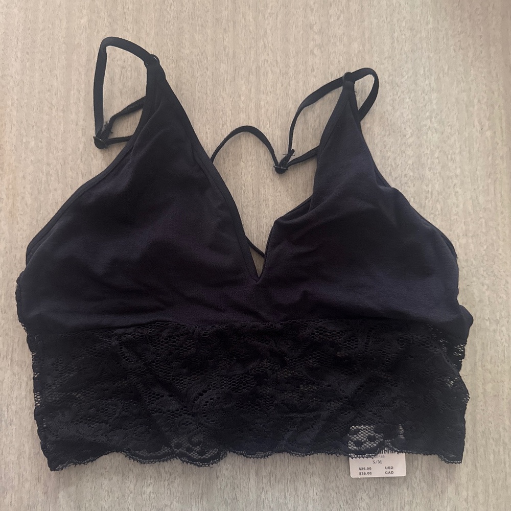 BY ANTHROPOLOGIE SEAMLESS T-BACK LACE BRALETTE S/M NWT